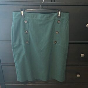 Ann Taylor Teal Buttoned Pencil Skirt